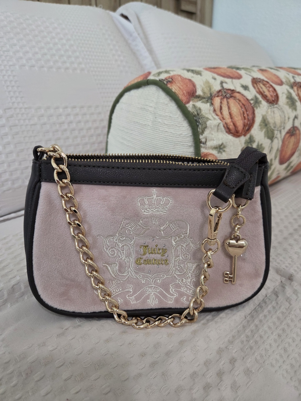 Juicy Couture Pink Velvet Chain Shoulder Bag